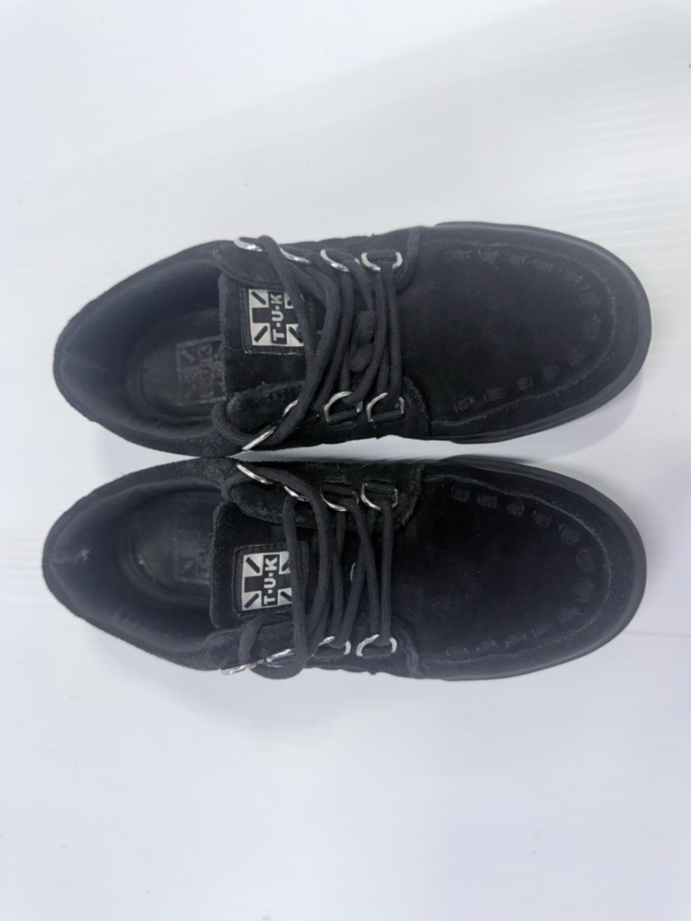 TUK Creepers Womens 5 Black Velvet Skull Bone Sole Goth‎ Punk Shoes